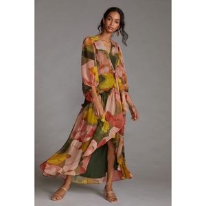 Anthropologie Hutch Geo Wrap Maxi Dress